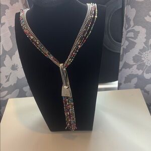 JUBA vintage silver beaded multicolored necklace with 5 strands.